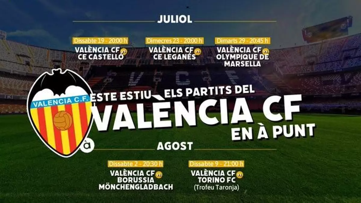 Dónde ver los partidos de pretemporada del Valencia