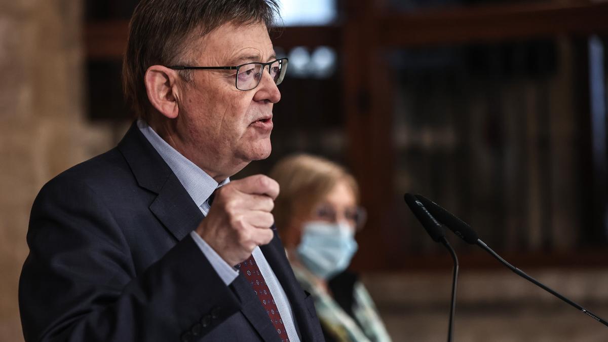 El president, Ximo Puig, en una rueda de prensa