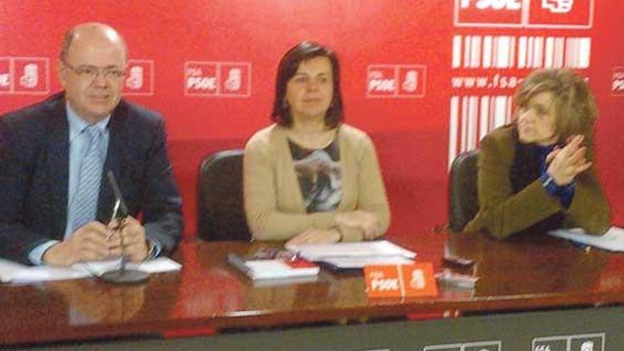 Por la izquierda, Alejandro Alonso, María Jesús Álvarez y María Luisa Carcedo.