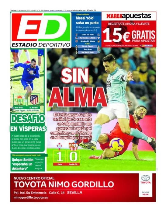 Portada ESTADIO DEPORTIVO domingo 3 febrero 2019