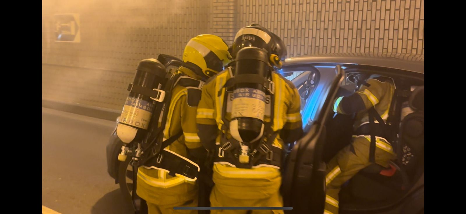 Simulacro en el túnel de Beiramar de Vigo