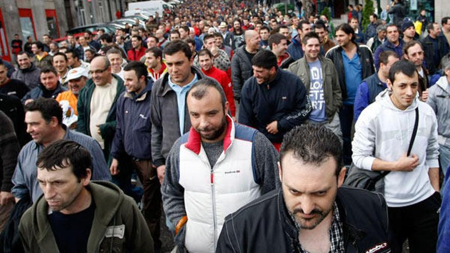 Vista de la manifestación que ayer recorría las calles de Vigo