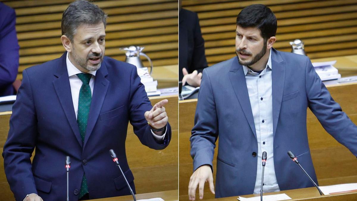 José Juan Zaplana y Carles Esteve, en el pleno de este miércoles.