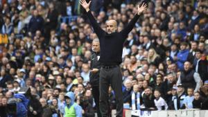 Pep Guardiola, en el Manchester City-Luton Town.