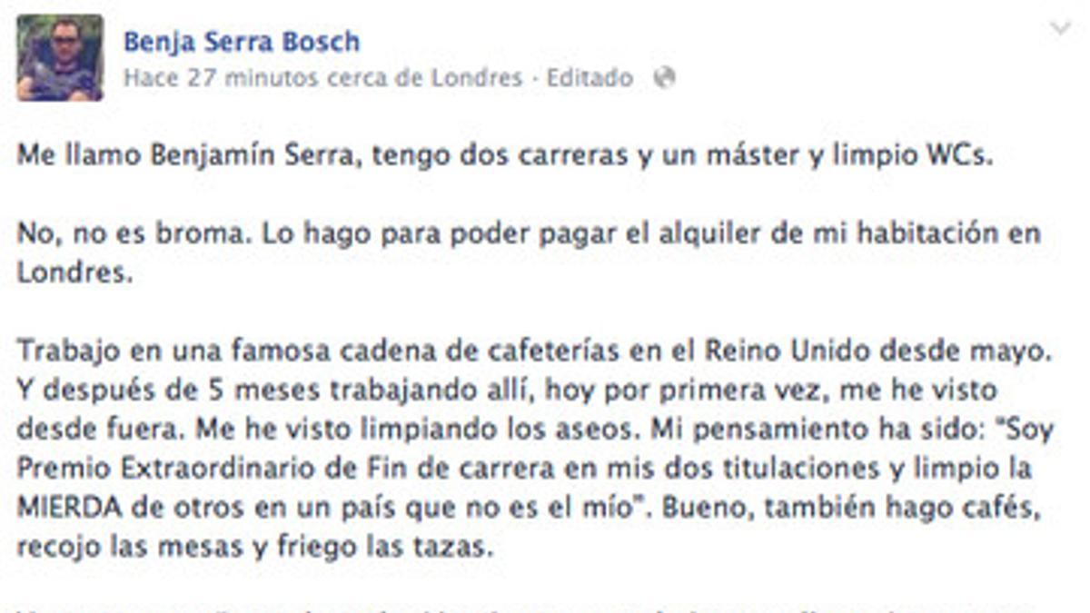 El mensaje de Benjamín Serra Bosch.