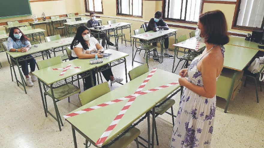 Primera clase presencial en el IES Alonso Quesada de Las Palmas de Gran Canaria.