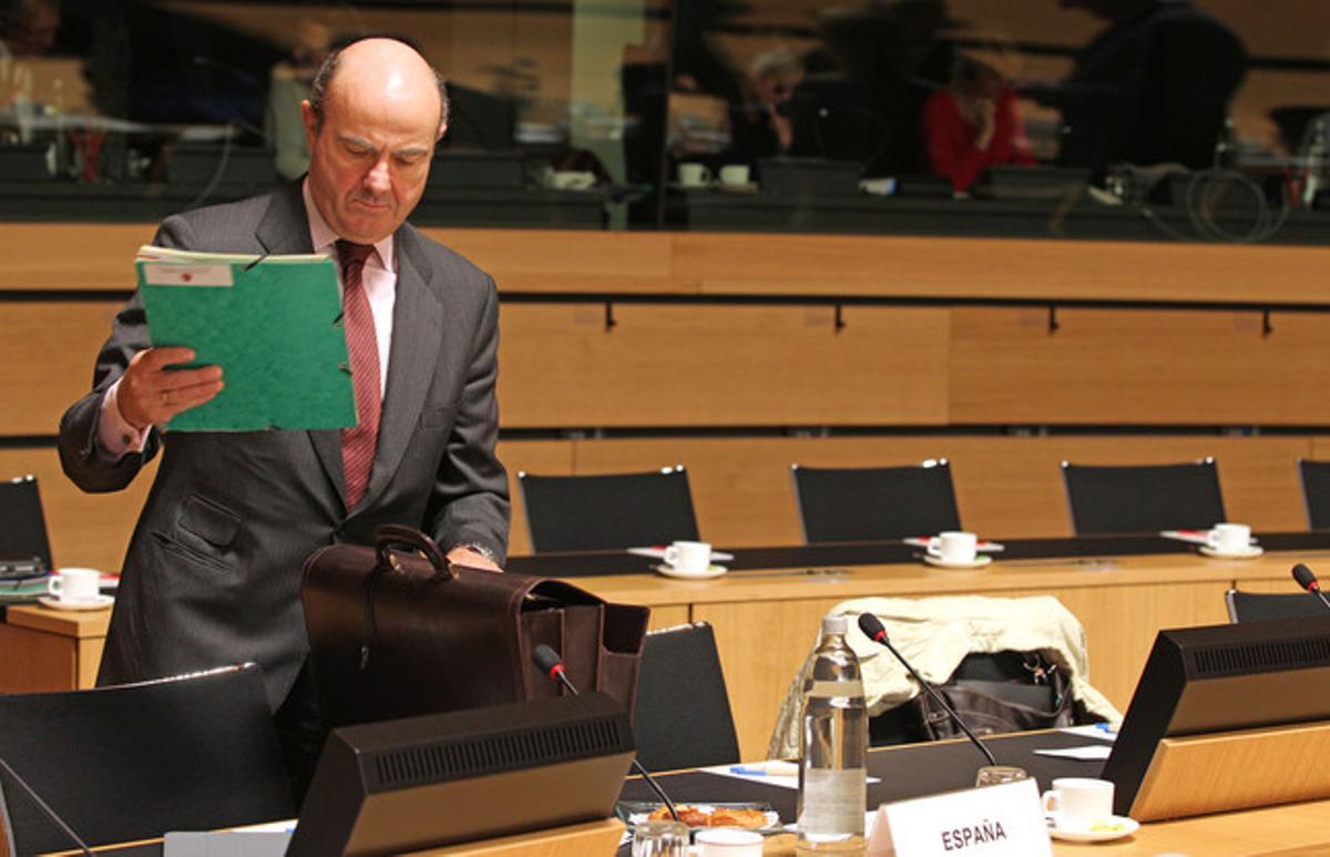 Luis de Guindos, aquest dimarts a Luxemburg, a la reunió de ministres de Finances de l’euro.