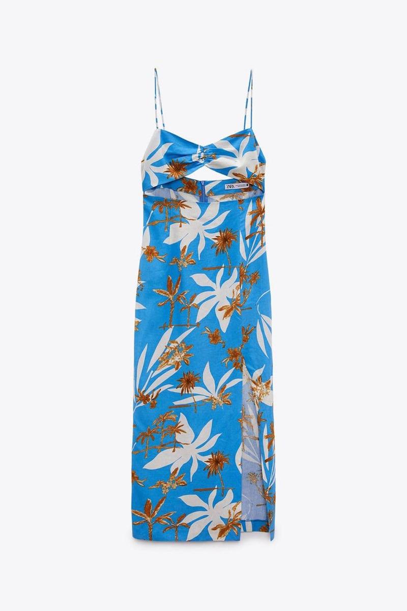 Vestido estampado 'cut out' de Zara (precio: 25,99 euros)