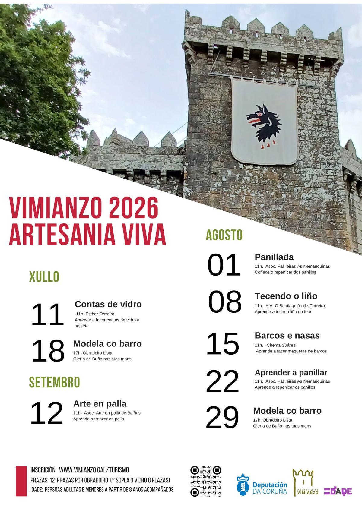 Cartel promocional dos obradoiros artesanais do castelo de Vimianzo.