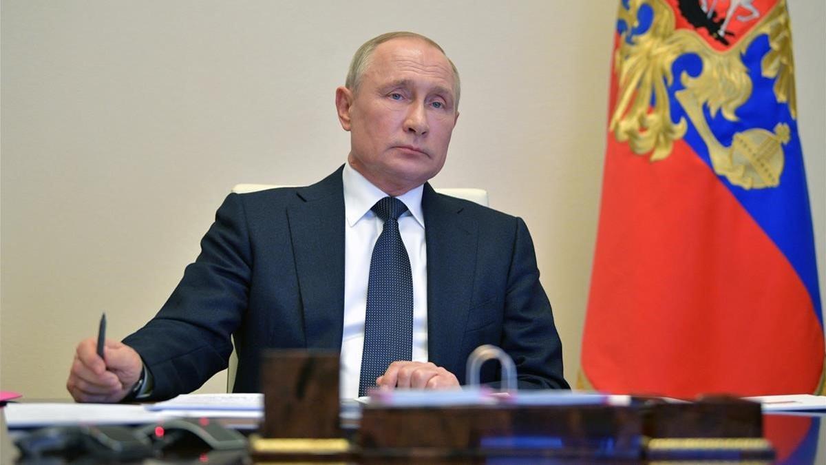 Putin, durante la reunión por videoconferencia de este martes.