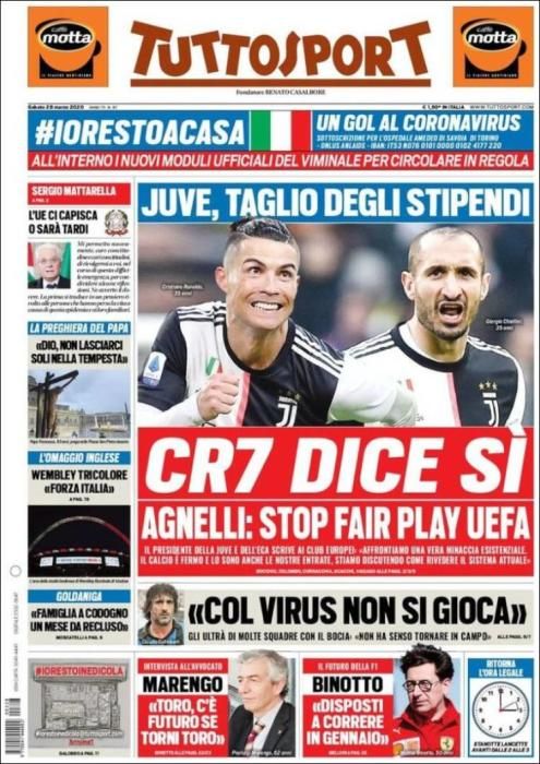 Portada TUTTOSPORT sábado 28 marzo 2020