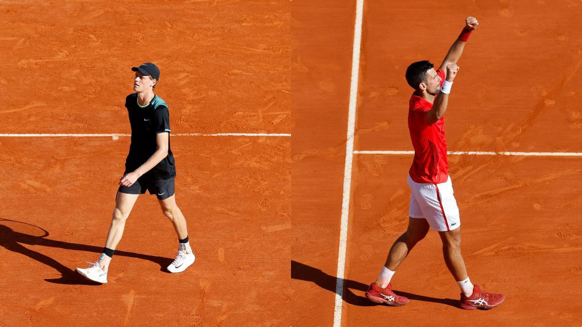 Jannik Sinner, a la izquierda, y Novak Djokovic, a la derecha