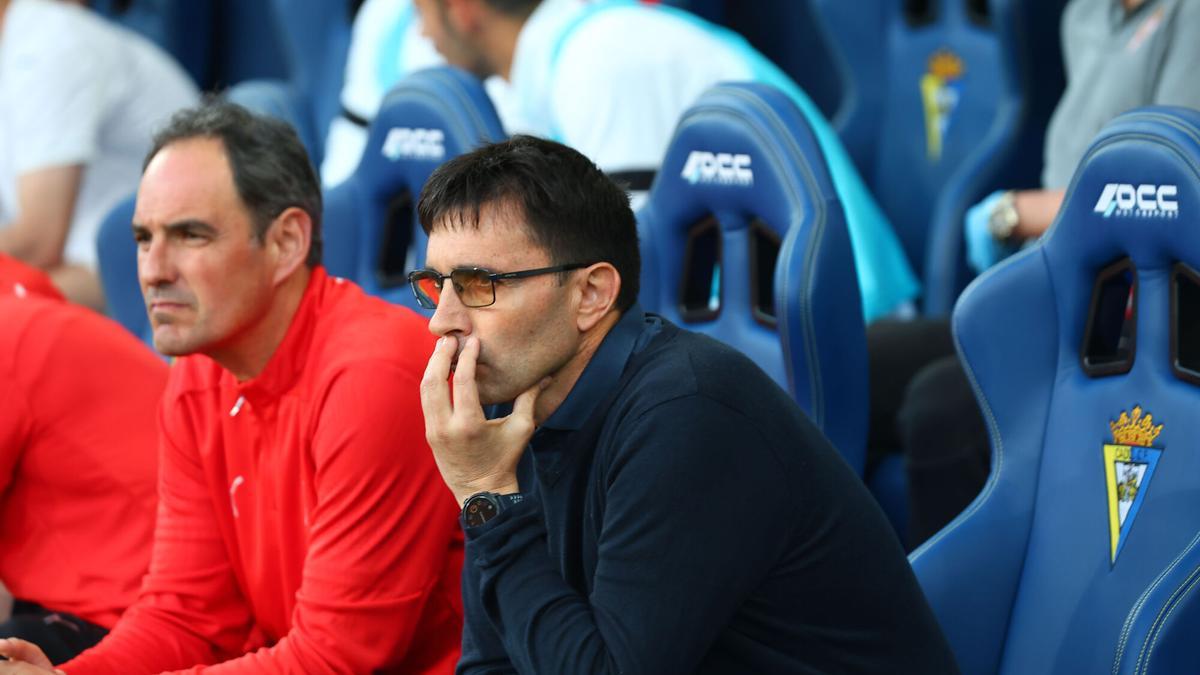 Garitano, en un momento del encuentro ante el Cádiz.