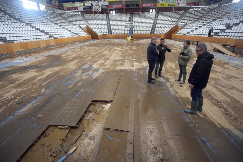 El pavelló de Fontajau, després del temporal Gloria