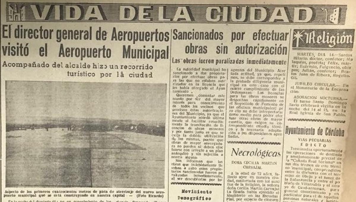 El Aeropuerto de Córdoba, ya de actualidad en 1954.