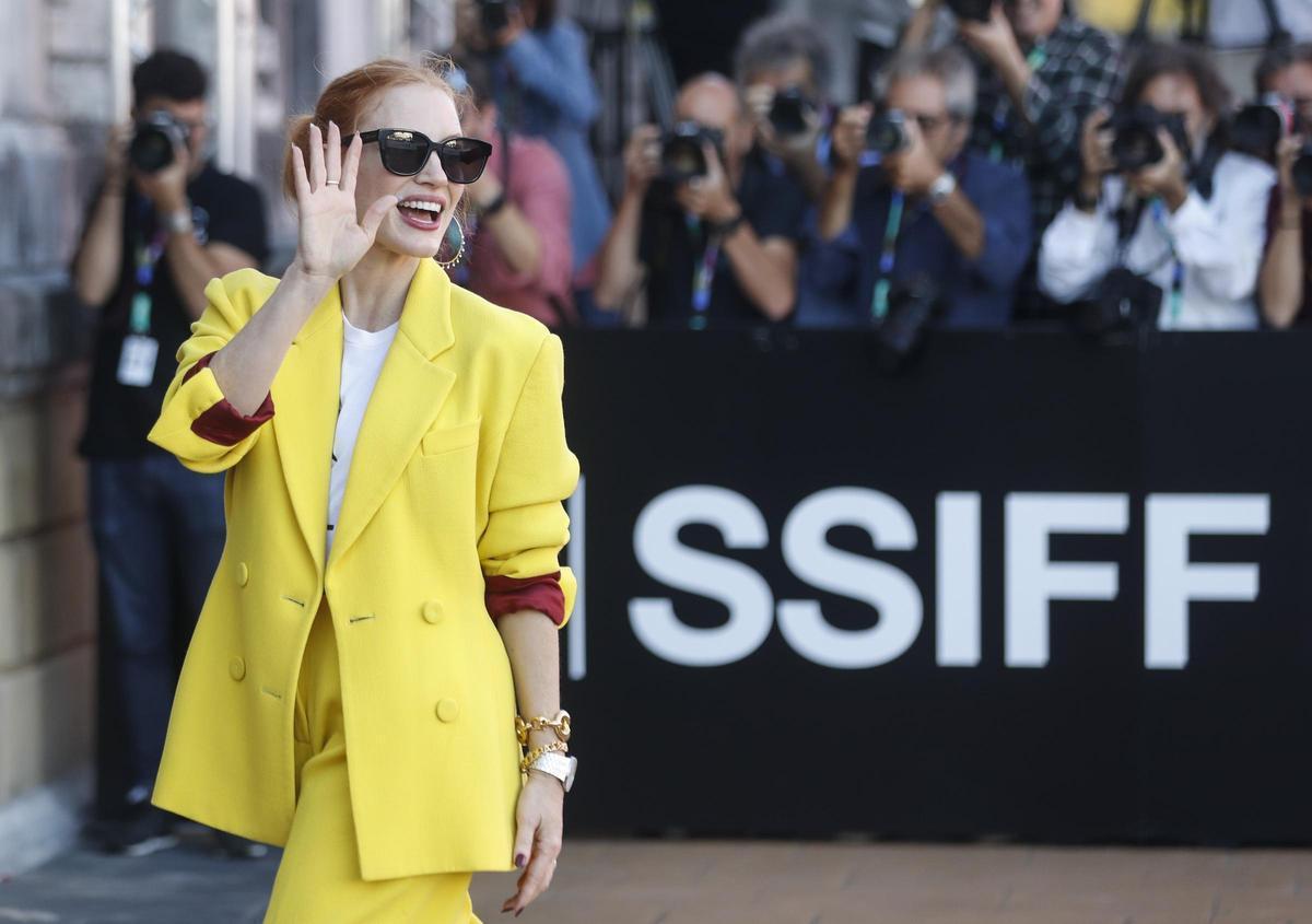 La actriz Jessica Chastain a su llegada al festival.