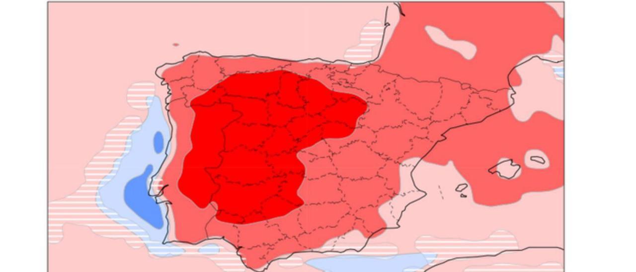 Anomalía semanal de la temperatura para la próxima semana.