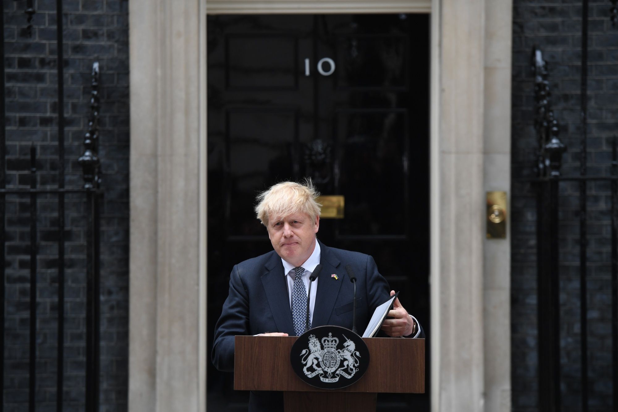 Boris Johnson, en el anuncio de su dimisión.