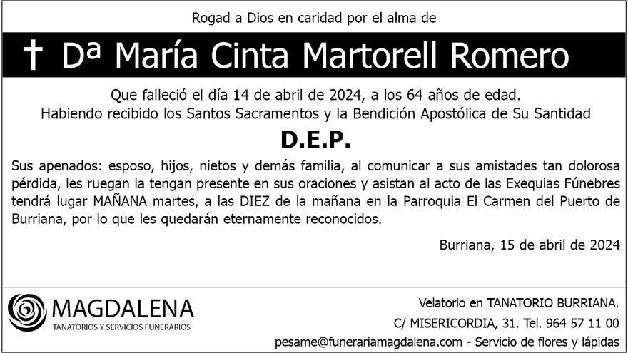 Dª María Cinta Martorell Romero