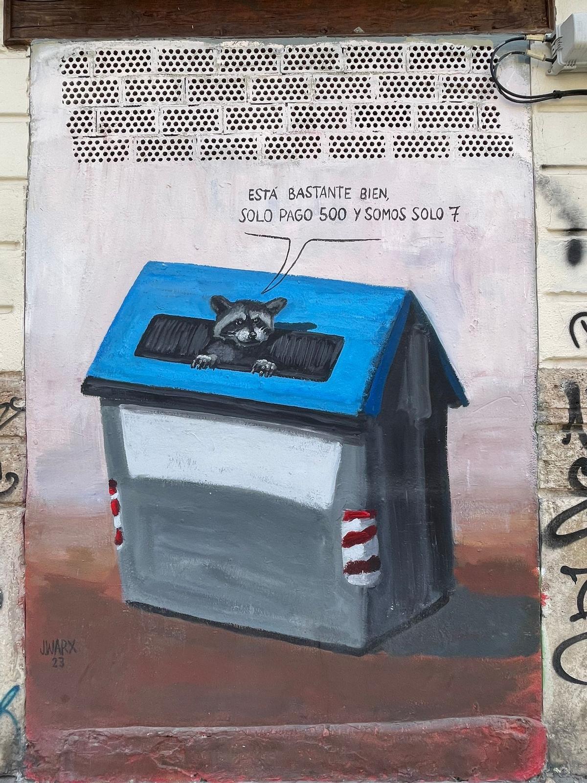 El grafitero J.Warx denuncia la situación de la vivienda en València con un mural