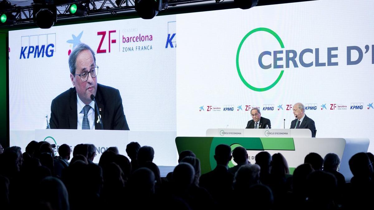 Quim Torra y Juan José Brugera, en la inauguración de la 35ª reunión del Cercle d'Economia en Sitges.