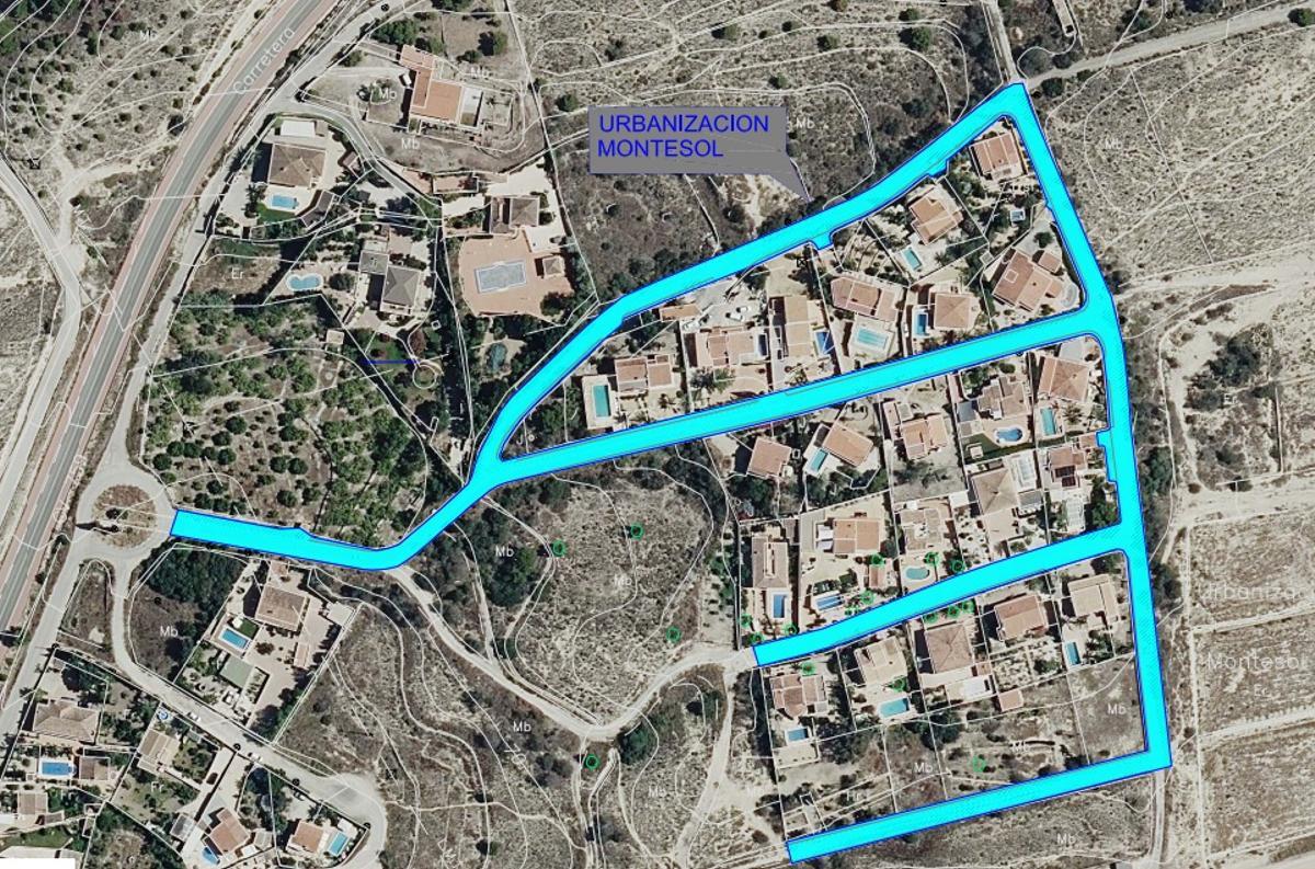 Mapa con los viales sobre los que se va a actuar señalados