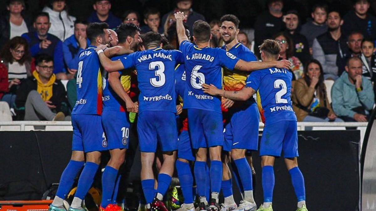 El Andorra celebra uno de sus goles ante el Cartagena