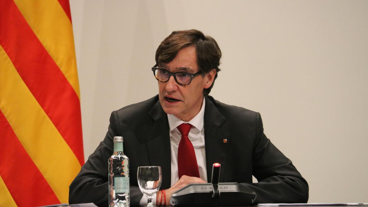 El president de la Generalitat, Salvador Illa, en una intervención en el Consell de Diàleg Social