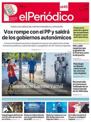 La portada de EL PERIÓDICO del 12 de julio de 2024