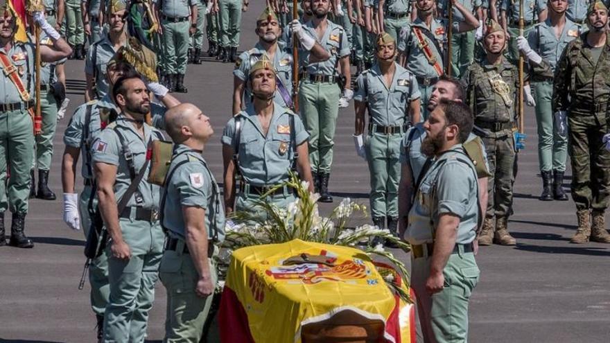 Funeral por el joven fallecido realizado por la Legión en su base de Viator (Almería) el pasado 27 de marzo .