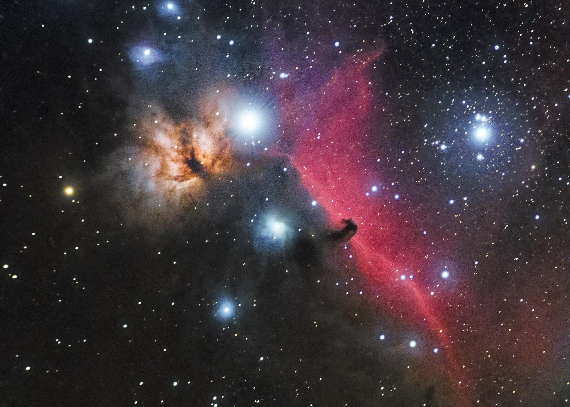 La nebulosa Cabeza de Caballo (B33) y la nebulosa de la Flama (NGC2024)