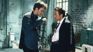 Quentin Tarantino (izquierda) dando instrucciones a Harvey Keitel durante el rodaje.