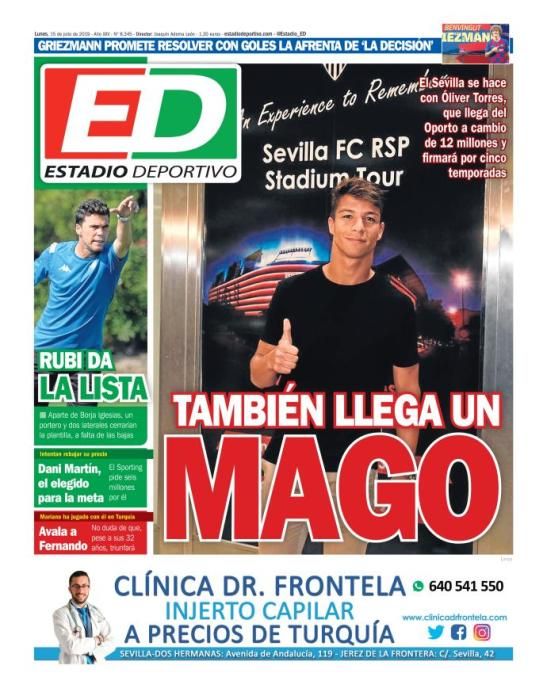 Portada ESTADIO DEPORTIVO lunes 15 julio 2019