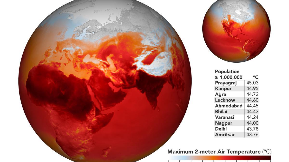 Mapa de la ola de calor que afecta a La India y el planeta.