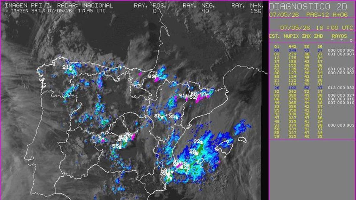 Imagen sobre la tormenta difundada por la delegación autonómica de la Aemet en la C. Valenciana.