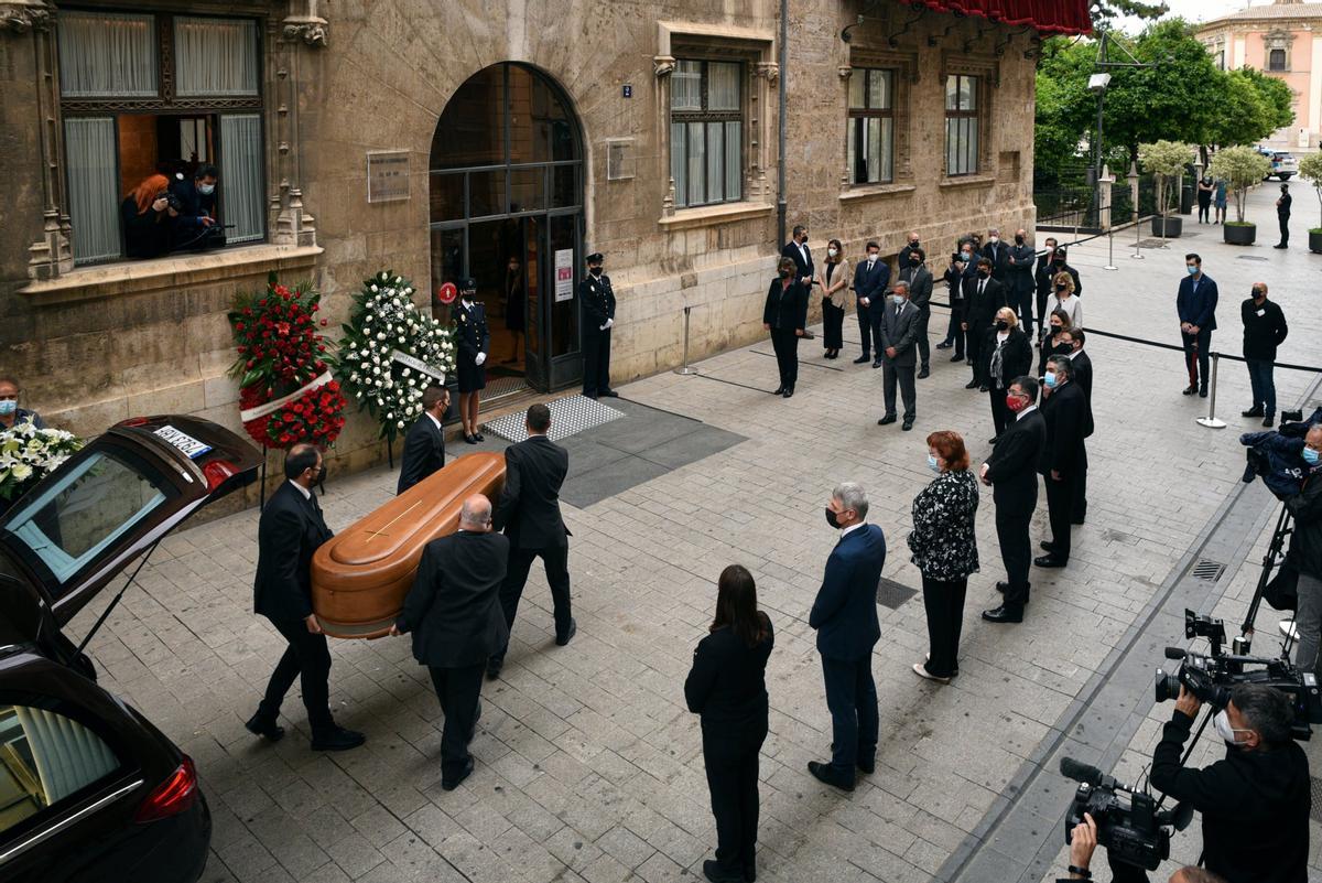 Funeral de Brines en el Palau de la Generalitat en 2021.