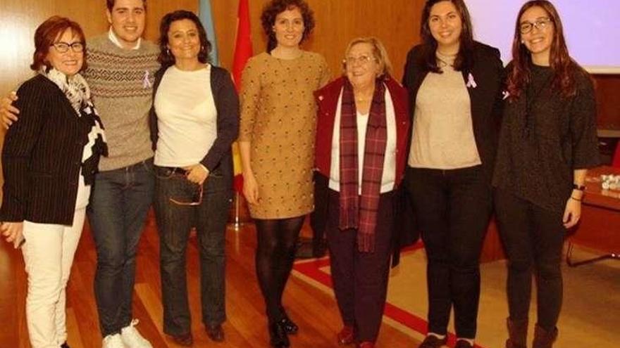 Los protagonistas de las jornadas feministas de Valga, ayer.