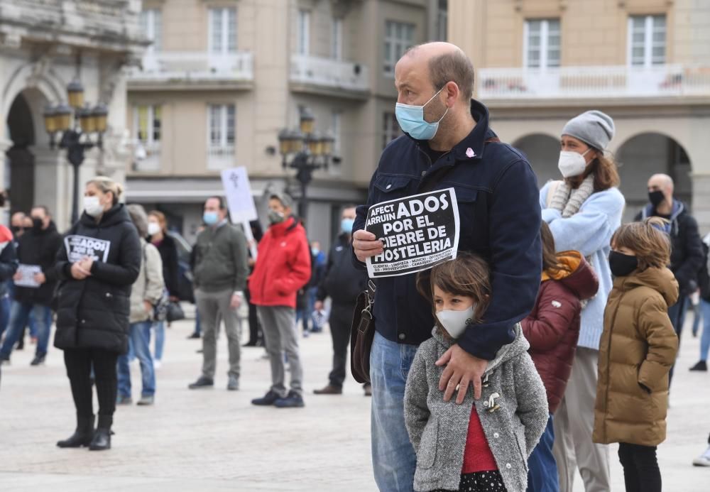 Protesta de los hosteleros en María Pita