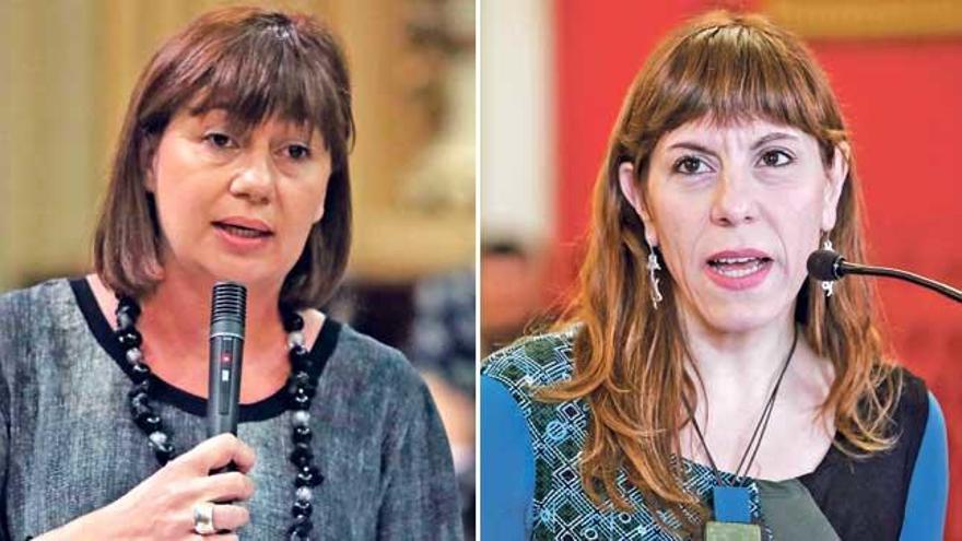 La presidenta del Govern, Francina Armengol, y Laura Camargo, portavoz parlamentaria de Podemos.