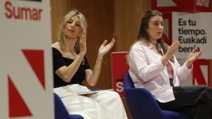 Yolanda Díaz junto a la candidata de Sumar a las elecciones vascas, Alba García. 