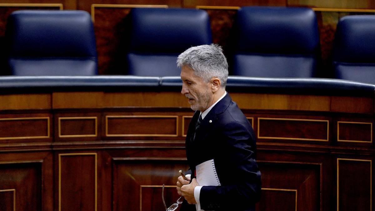 Fernando Grande-Marlaska, en un momento de su comparecencia en el Congreso.