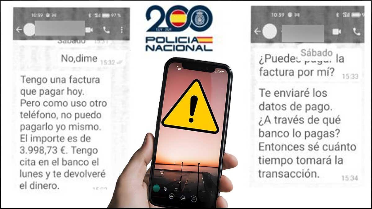 Imagen de mensajes de intento de estafa con el método del hijo en apuros.