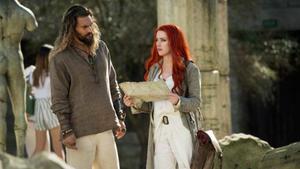 Jason Momoa y Amber Heard, Aquaman y Mera en el filme.