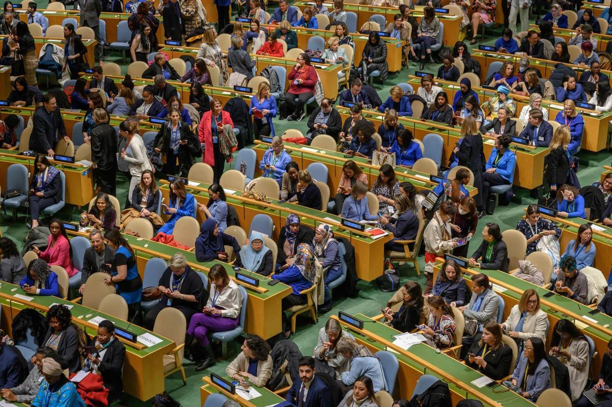 8M Celebración del Día internacional de la mujer en el mundo. Asamblea General en la sede de la ONU en Nueva York.