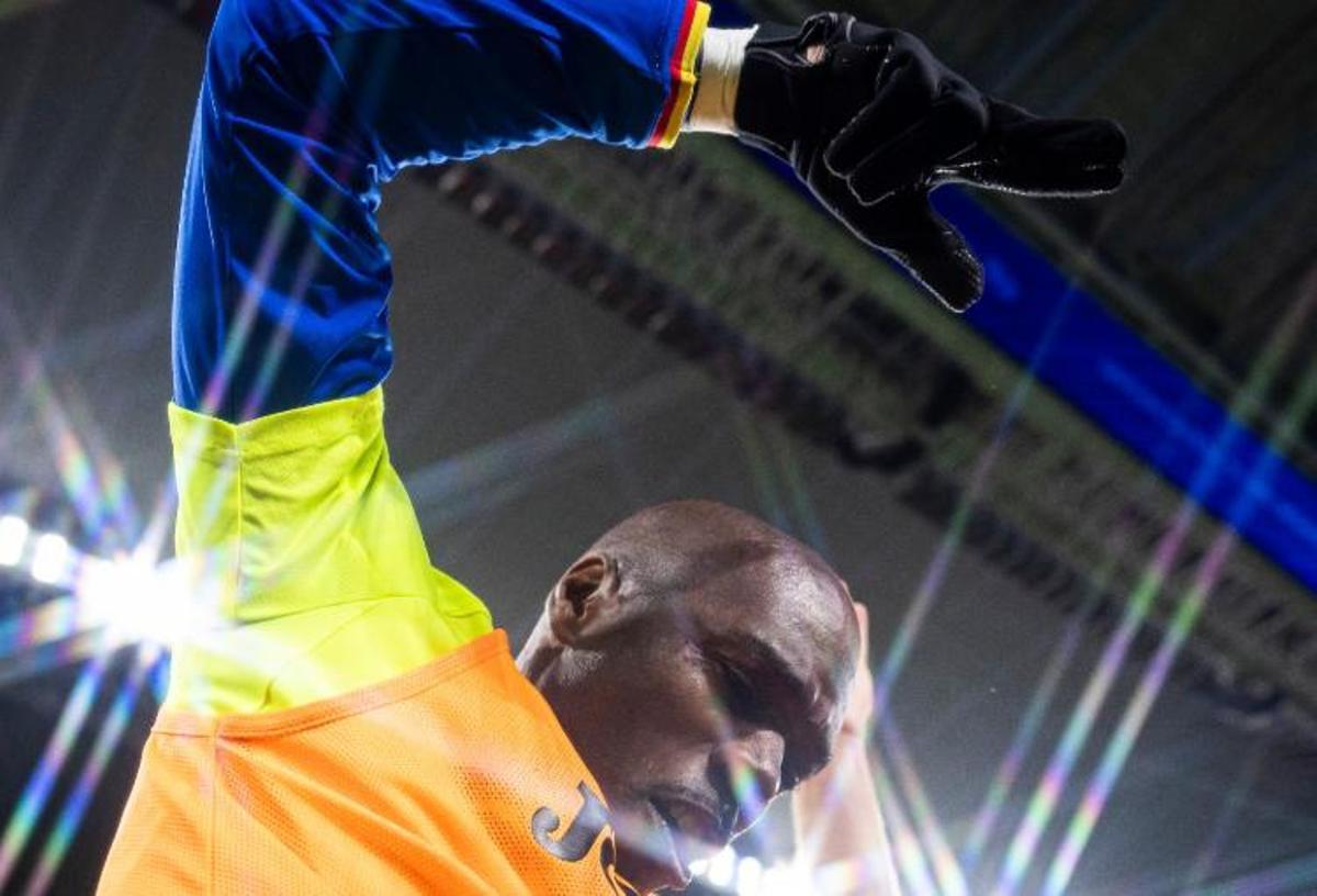 Nyom celebra la victoria del Getafe ante el Real Madrid.