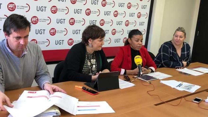 Los diputados del PSPV en el Congreso se reunieron ayer con responsables de UGT en Alicante.