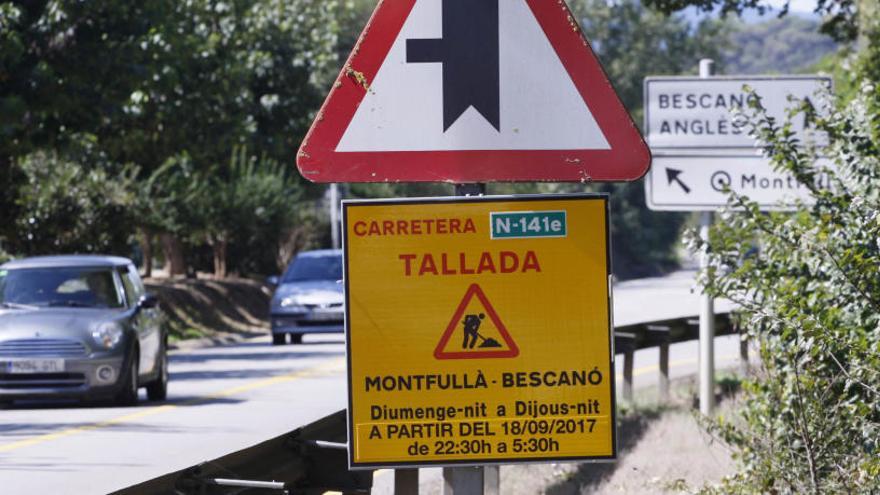 Primera nit de talls nocturns de trànsit a la «carretera de la Vergonya»