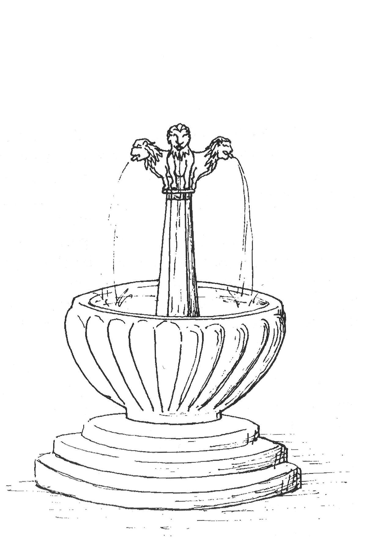 Dibujo de la hipotética reconstrucción de la Fuente del Paraíso