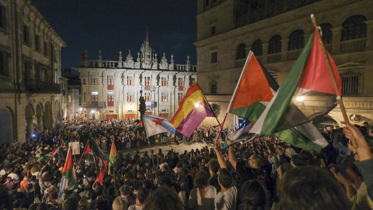 Manifestación en Santiago para protestar por la detención de la Flotilla a Gaza
