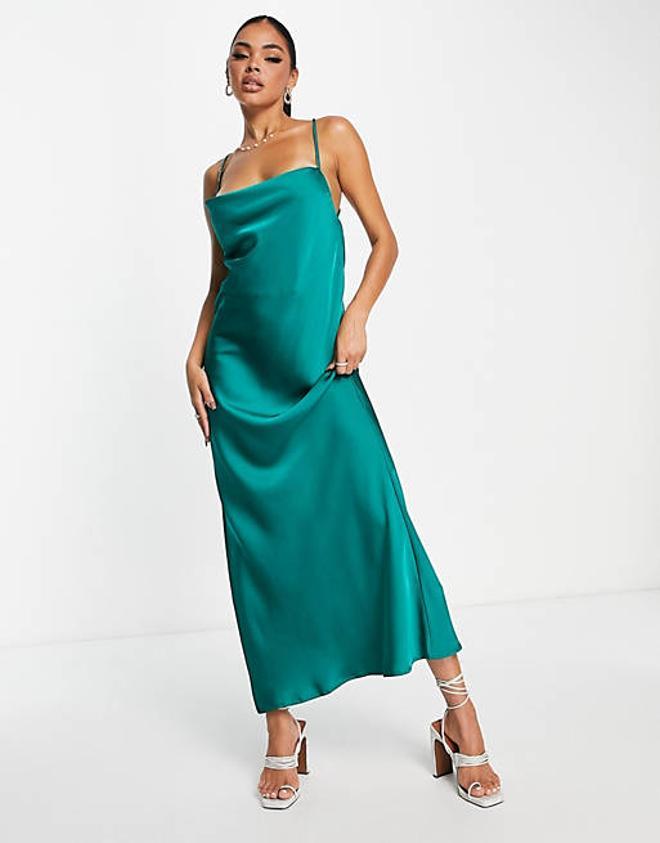 Vestido satinado verde de Kaiia